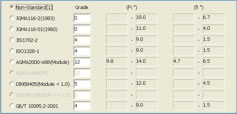 Selection of gear standards and grade class